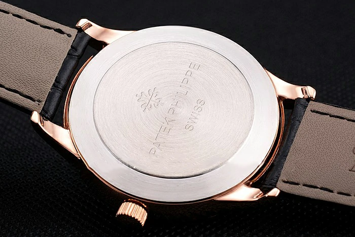 Patek Philippe Calatrava Gray Dial Rose Gold Case Black Leather Strap new121937