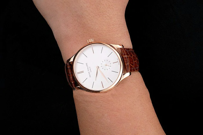 Patek Philippe Calatrava White Dial Rose Gold Case Brown Leather Strap new121938