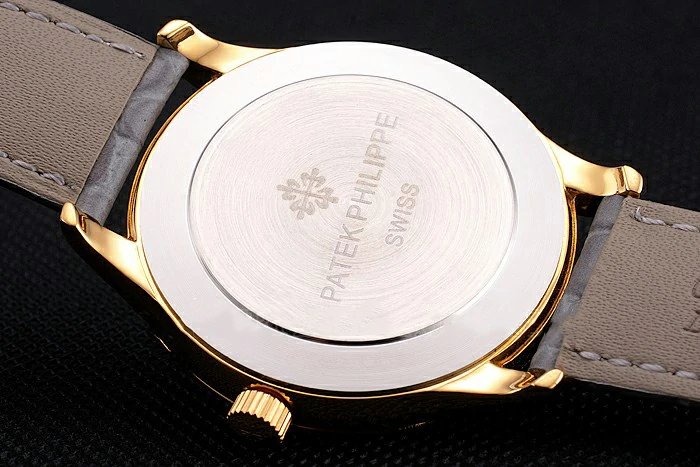 Patek Philippe Calatrava White Dial Gold Case Gray Leather Strap new121940