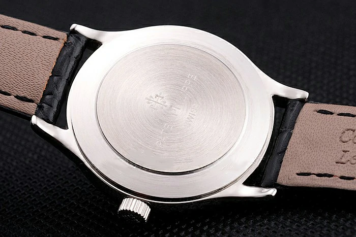 Patek Philippe Calatrava White Dial Roman Numerals Stainless Steel Case Black Leather Strap new121943