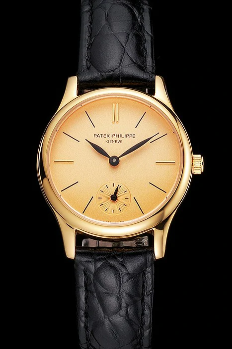 Patek Philippe Calatrava Gold Dial And Case Gold Case Black Leather Strap new121944