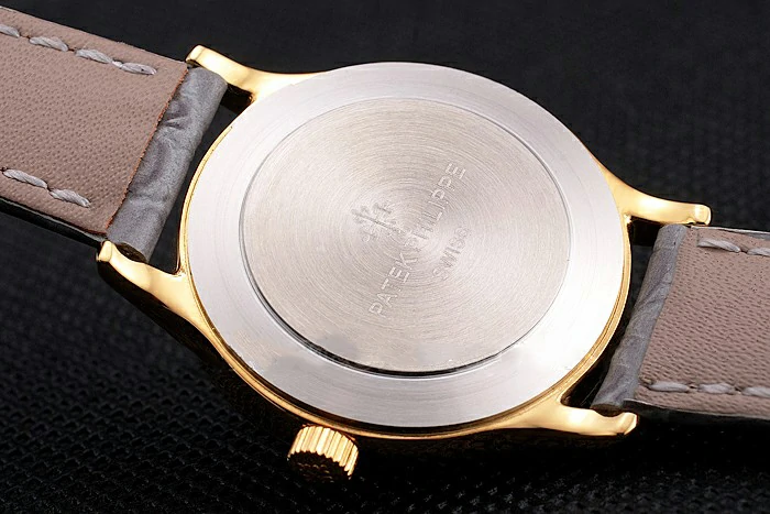 Patek Philippe Calatrava White Dial Gold Case Gray Leather Strap new121945