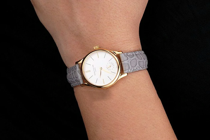 Patek Philippe Calatrava White Dial Gold Case Gray Leather Strap new121945