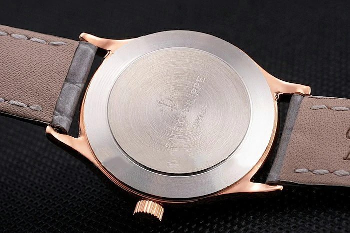 Patek Philippe Calatrava Gray Dial Diamond Markings Rose Gold Case Gray Leather Strap new121948