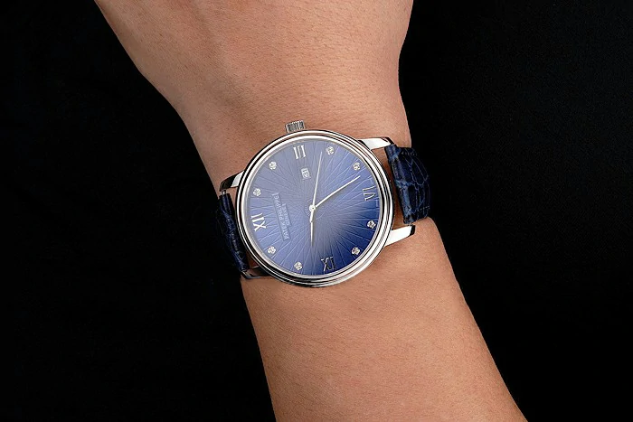 Patek Philippe Calatrava Date Blue Dial Stainless Steel Case Blue Leather Strap new121950