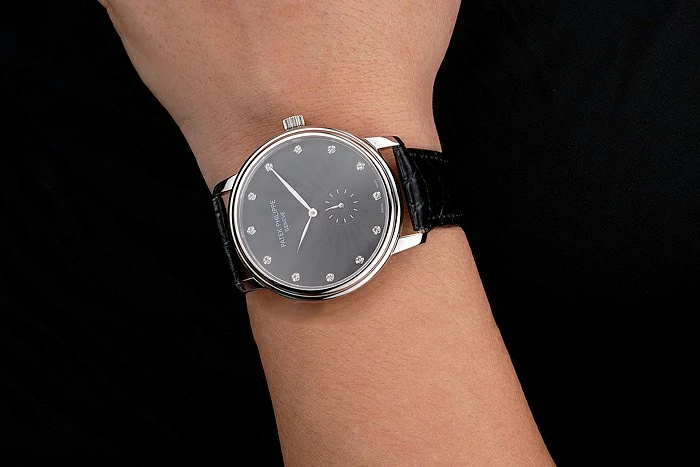 Patek Philippe Calatrava Black Dial Stainless Steel Case Black Leather Strap new121952