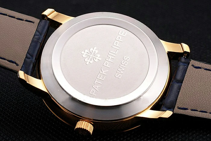 Patek Philippe Calatrava Date Blue Embossed Dial Gold Case Blue Leather Strap new121956
