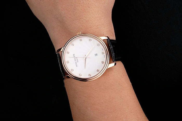 Patek Philippe Calatrava Date White Dial Rose Gold Case Black Leather Strap new121959