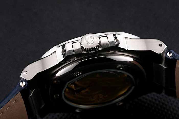 Patek Philippe Nautilus Blue Dial Stainless Steel Case Blue Leather Strap new121964