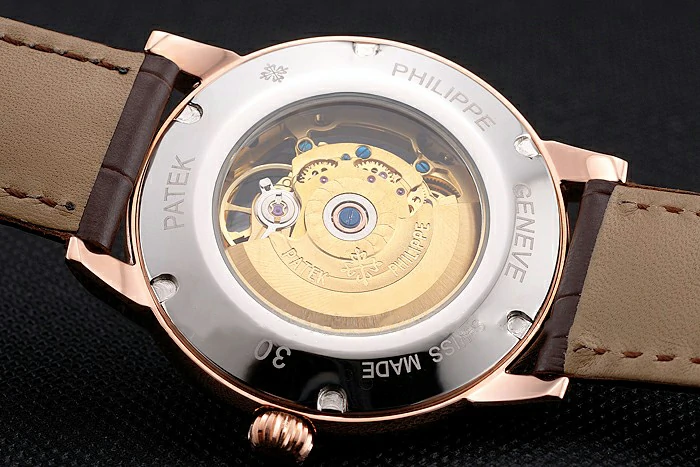 Patek Philippe Complications Openworked Dial Rose Gold Case Brown Leather Strap new122003