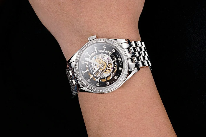 Patek Philippe Calatrava Black Openworked Dial Diamond Bezel Stainless Steel Case And Bracelet new122006