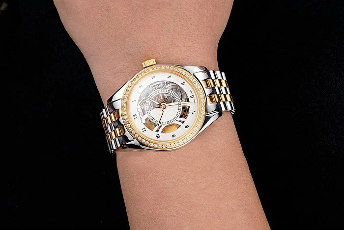 Patek Philippe Calatrava Openworked Stainless Steel Case Gold Bezel Two Tone Bracelet new122007