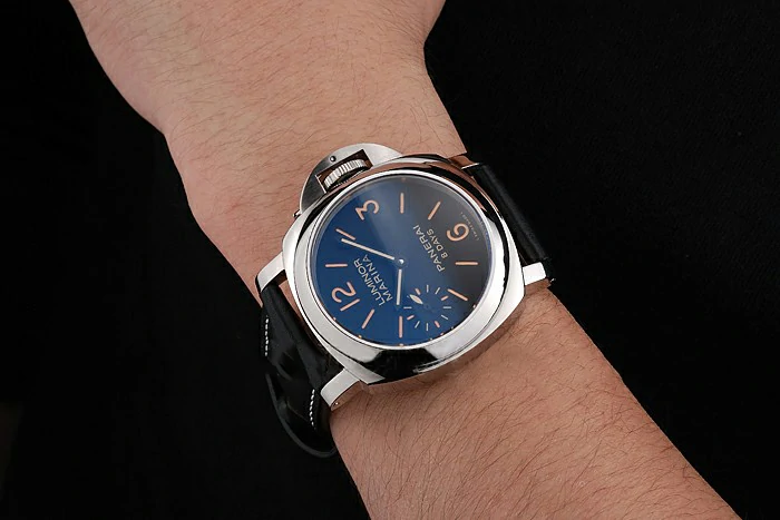 Panerai Luminor Marina 8 Days Black Dial Stainless Steel Case Black Leather Strap new122048