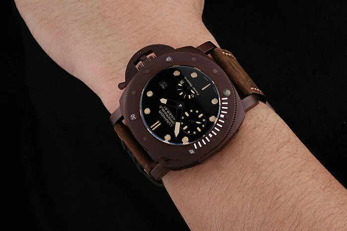Panerai Luminor Submersible Black Dial Brown Case Brown Leather Strap new122055