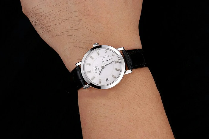 Piaget Altiplano Date Automatic White Dial Diamond Markers Stainless Steel Case Black Leather Strap new122150