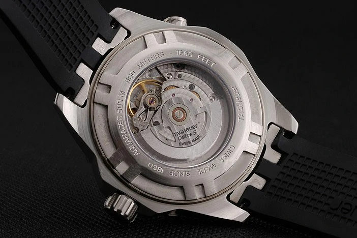 Tag Heuer Aquaracer Calibre 5 Black Dial Gold Bezel Stainless Steel Case Black Rubber Strap new122158