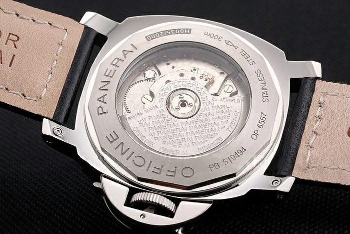 Panerai Luminor Marina Date Black Hobnail Pattern Dial Stainless Steel Case Black Leather Strap new122225