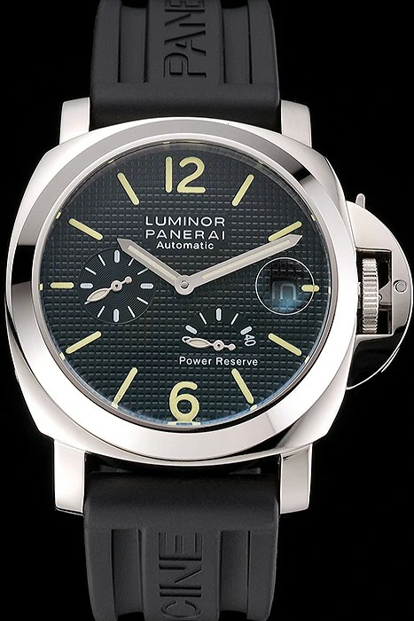 Panerai Luminor Power Reserve Black Hobnail Pattern Dial Stainless Stel Case Black Rubber Strap new122226