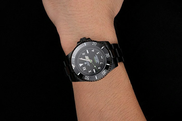 Rolex Bamford Submariner Black Dial Roman Numerals Black Ionized Case And Bracelet new122244