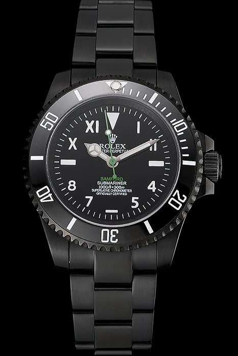 Rolex Bamford Submariner Black Dial Roman Numerals Black Ionized Case And Bracelet new122244