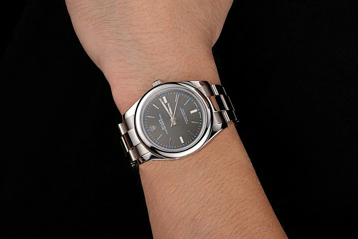 Rolex Oyster Perpetual Dark Rhodium Dial Stainless Steel Case And Bracelet new122246