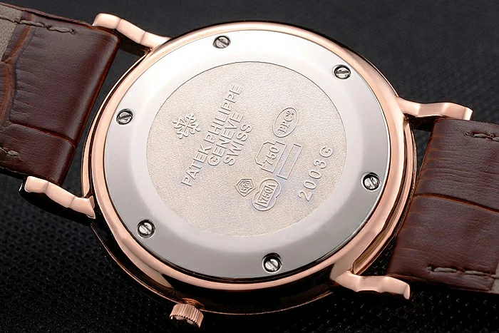 Patek Philippe Calatrava Rose Gold Dial Roman Numerals Ribbed Bezel Rose Gold Case Brown Leather Strap new122480