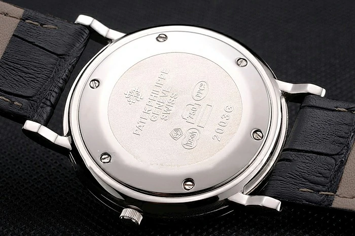 Patek Philippe Calatrava White Dial Ribbed Bezel Stainless Steel Case Black Leather Strap new122484