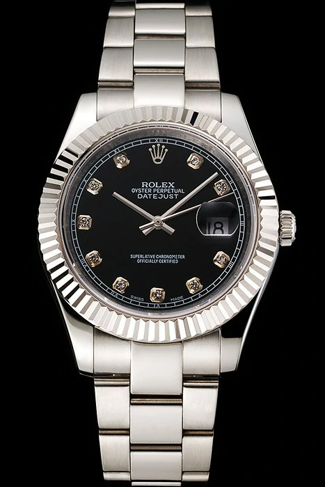 Rolex Datejust Black Dial Dimond Hour Marks Stainless Steel Case And Bracelet new122500