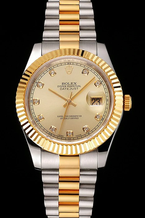 Rolex Datejust Gold Dial And Bezel Stainless Steel Case Two Tone Bracelet new122505