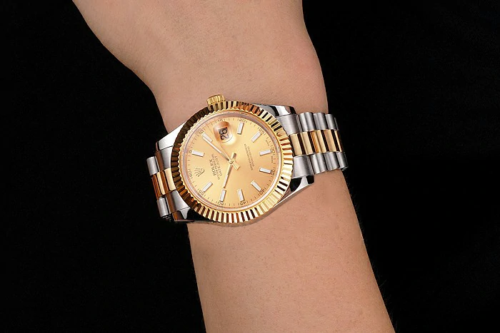 Rolex Datejust Gold Dial Gold Bezel Stainless Steel Case Two Tone Bracelet new122506