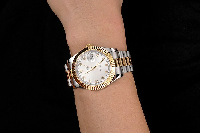 Rolex Datejust White Dial Gold Bezel Stainless Steel Case Two Tone Bracelet new122510