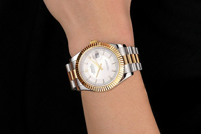 Rolex Datejust White Dial Gold Bezel Stainless Steel Case Two Tone Gold Bracelet new122511