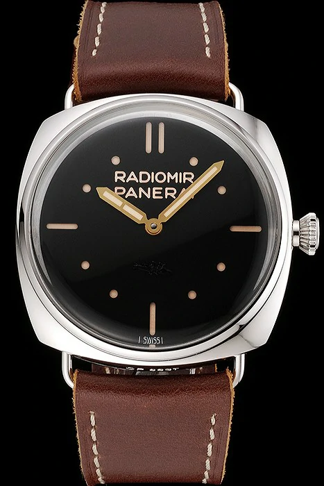 Panerai Radiomir Vintage SLC PAM425 Black Dial Stainless Steel Case Brown Leather Strap new122615