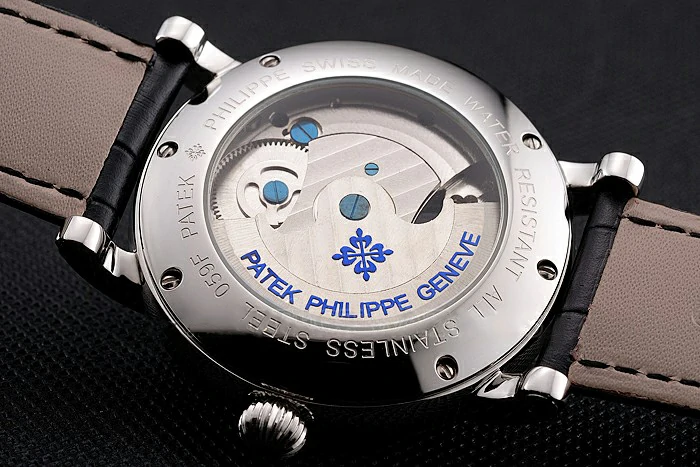 Patek Philippe Complications Moonphase Tourbillon Black Dial Stainless Steel Case Black Leather Strap new122618