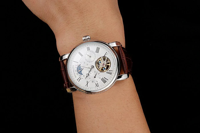 Patek Philippe Grand Complications Moonphase Perpetual Calendar Tourbillon White Dial Stainless Steel Case Brown Leather Strap new122621
