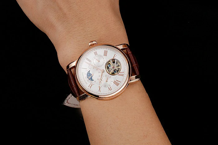 Patek Philippe Grand Complications Moonphase Perpetual Calendar Tourbillon White Dial Rose Gold Case Brown Leather Strap new122623