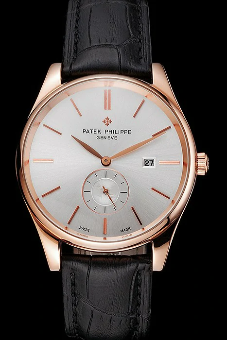 Patek Philippe Calatrava Date White Dial Rose Gold Case Black Leather Strap new122628