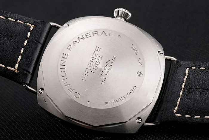 Panerai Radiomir Firenze PAM604 Black Dial Roman Numerals Engraved Stainless Steel Case Black Leather Strap new122721