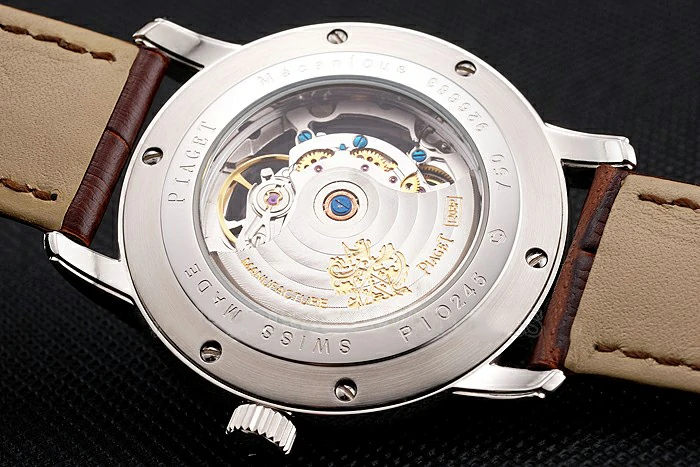 Piaget Altiplano Skeleton Dial With Diamonds Stainless Steel Case Brown Leather Strap new122778