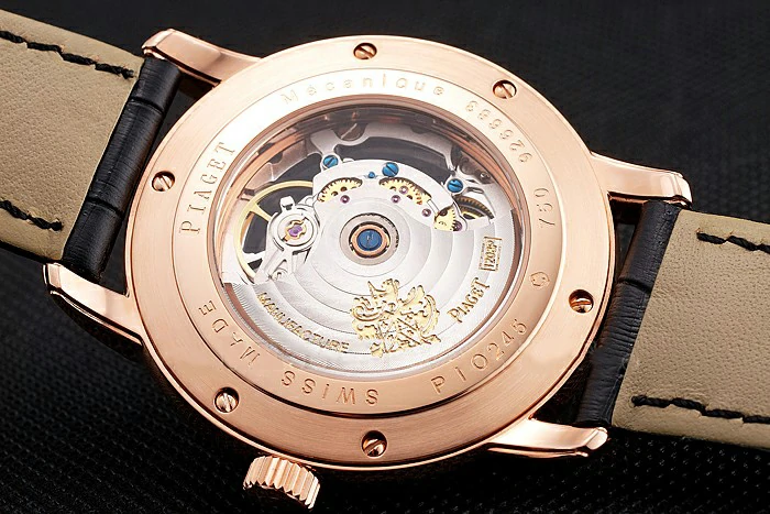 Piaget Altiplano Skeleton Dial With Diamonds Rose Gold Case Black Leather Strap new122779