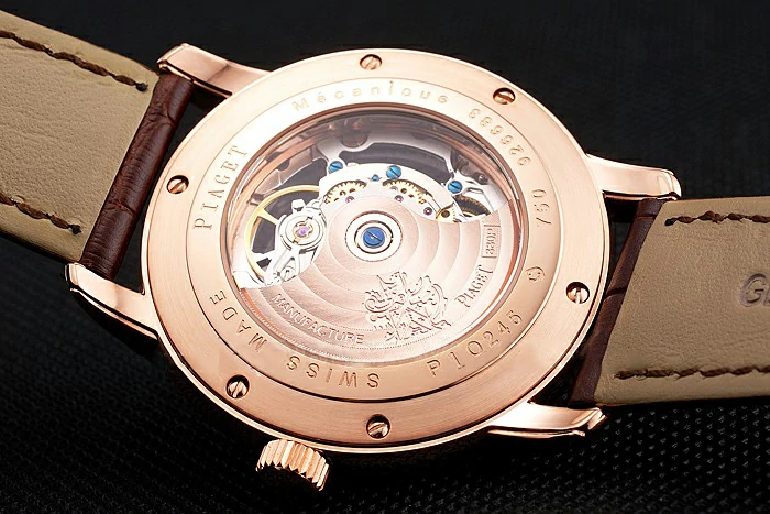 Piaget Altiplano Skeleton Dial With Diamonds Rose Gold Case Brown Leather Strap new122780