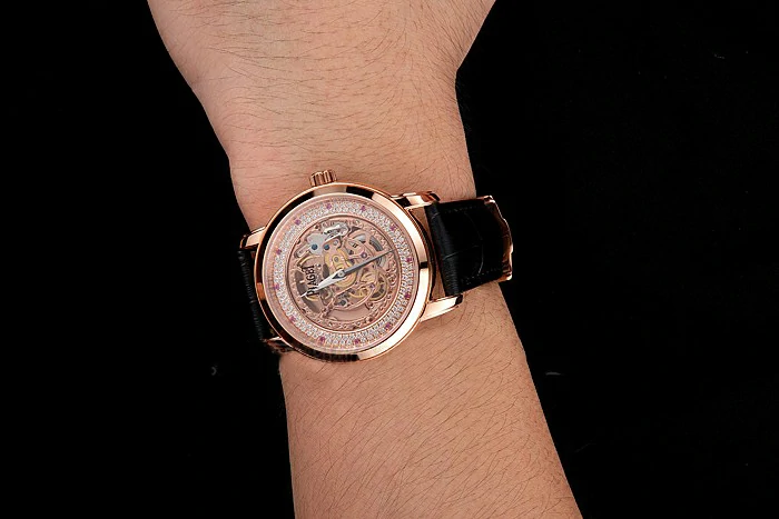 Piaget Altiplano Rose Gold Skeleton Dial With Diamonds Rose Gold Case Black Leather Strap new122781