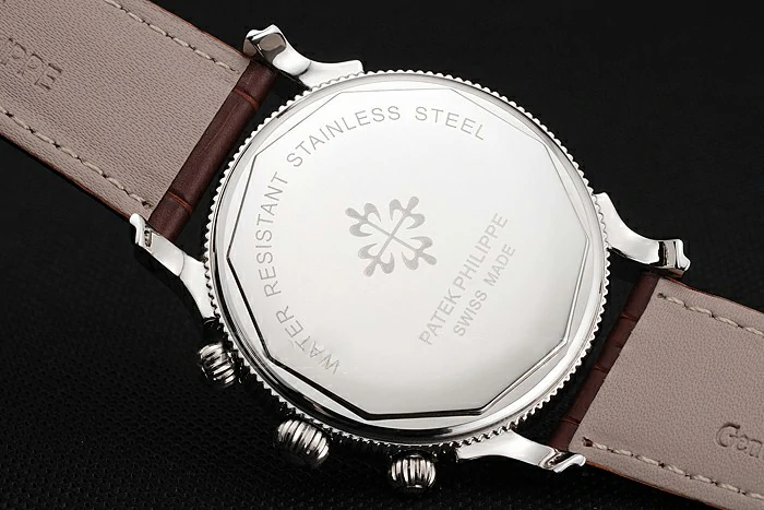 Patek Philippe Chronograph Black Dial With Diamonds Stainless Steel Case Brown Leather Strap new122953