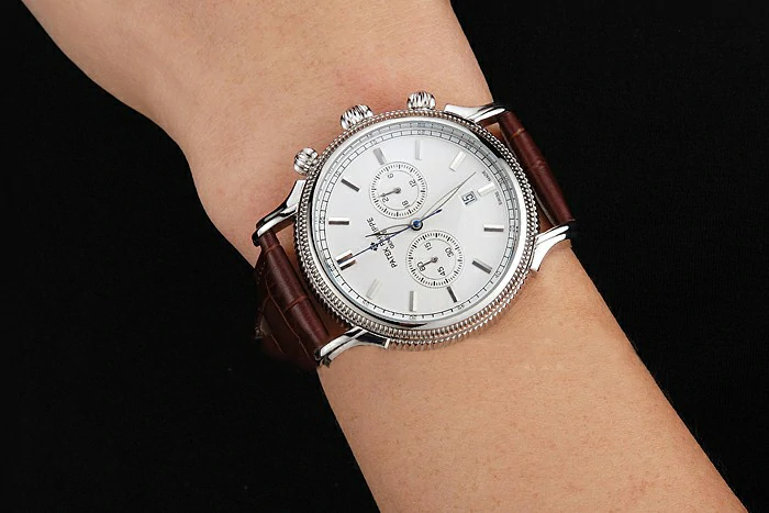 Patek Philippe Chronograph White Dial Stainless Steel Case Brown Leather Strap new122954