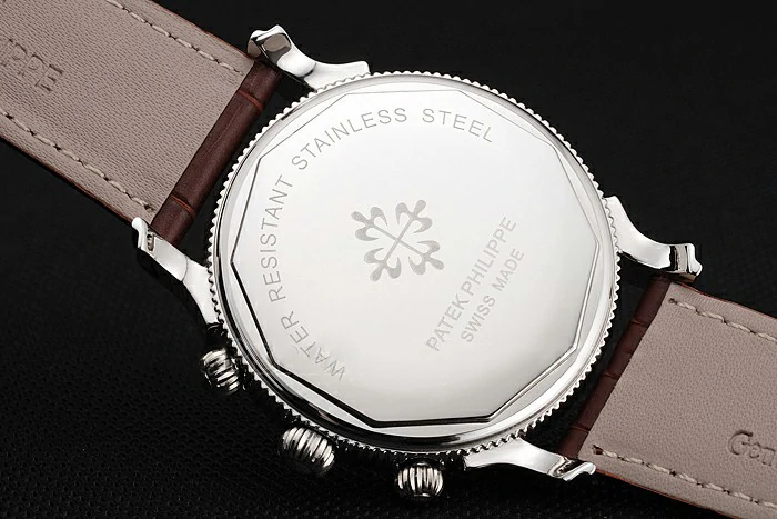 Patek Philippe Chronograph White Dial With Diamond And Blue Markings Stainless Steel Case Brown Leather Strap new122957