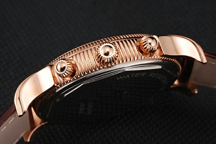 Patek Philippe Chronograph Black Dial With Diamonds Rose Gold Case Black Leather Strap new122959