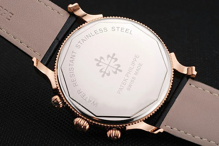 Patek Philippe Chronograph White Dial With Diamonds Rose Gold Case Black Leather Strap new122962