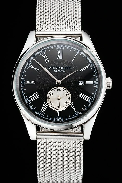 Patek Philippe Calatrava Small Seconds Black Engraved Dial Stainless Steel Case And Bracelet new122968