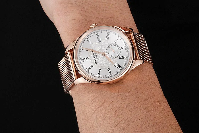 Patek Philippe Calatrava Small Seconds Silver Engraved Dial Rose Gold Case And Bracelet new122970