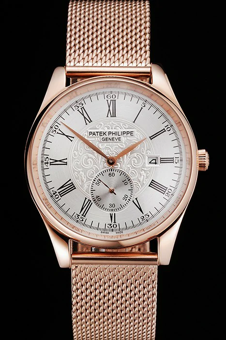 Patek Philippe Calatrava Small Seconds Silver Engraved Dial Rose Gold Case And Bracelet new122970